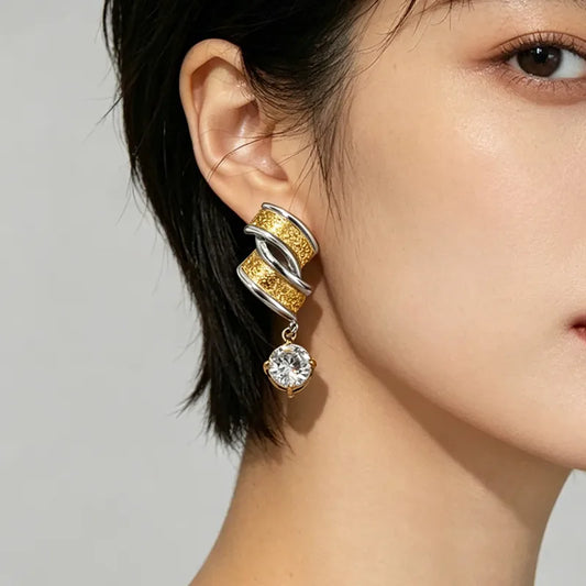 Ohrringe aus Stahl, Gold und Silber mit Zirkonia – EA387