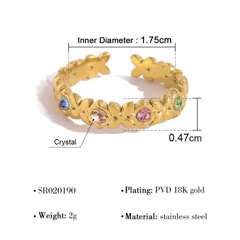 Δαχτυλίδι επιχρυσωμένο ατσάλι με πολύχρωμες πέτρες-R011
