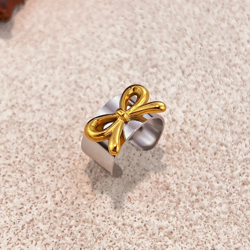 Δαχτυλίδι επιχρυσωμένο ατσάλι με χρυσό φιόγκο-R280