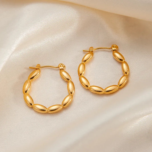 *Σκουλαρίκια ατσάλι χρυσά φουσκωτά-EA469