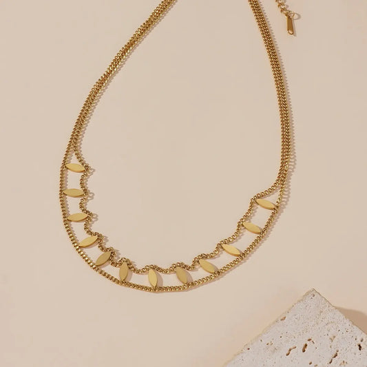 *Κολιέ επιχρυσωμένο ατσάλι με κενό και ρόμβους-NE154