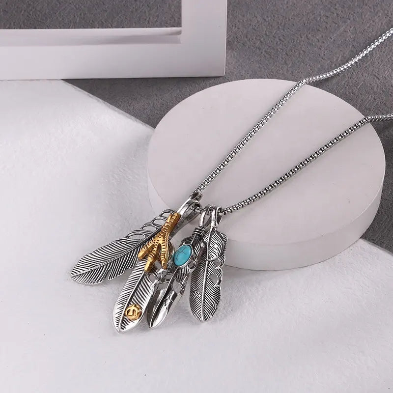 Steel Kolie avec collection d'ailes-NE462