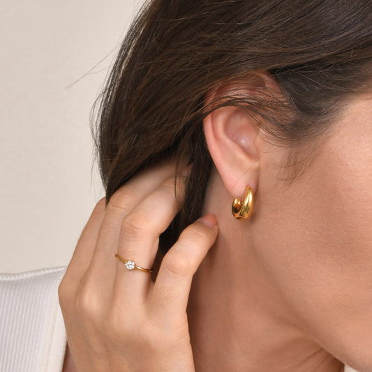 Earrings steel round link-ea191