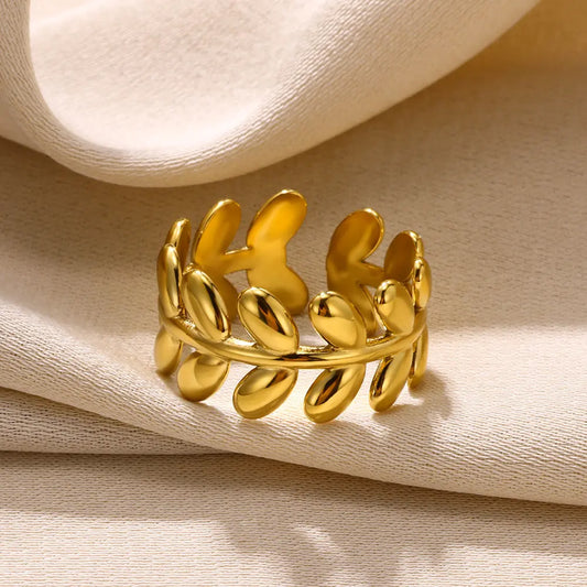 *Δαχτυλίδι με φύλλα από ατσάλι - R226