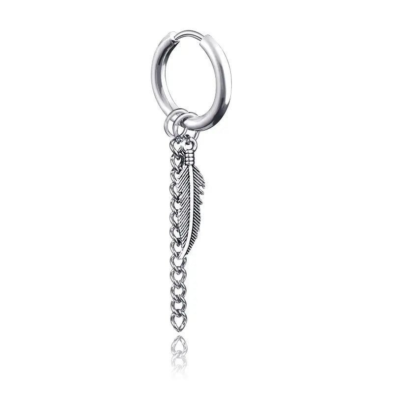 *Σκουλαρίκι ατσάλι φτερό 1 τεμάχιο-EA391