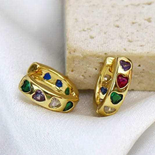 Brincos de latão com corações - w130