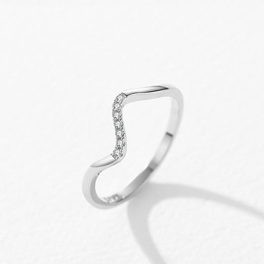 Inel de otel cu strasuri in zig zag-R051