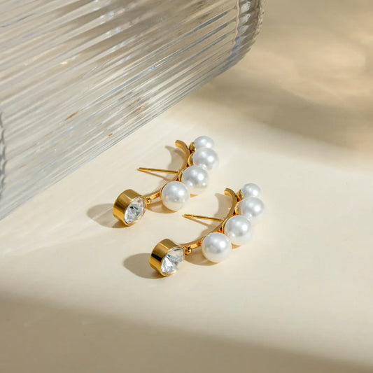 Boucles d'oreilles en acier avec perles - w071