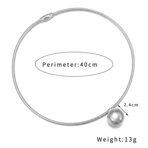 Steel silver choker necklace - w154