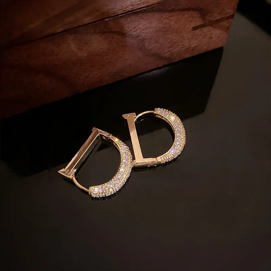 Orecchino in ottone con strass - w118