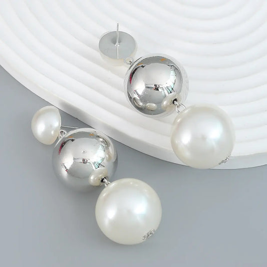 Brass earrings with pearls - w221