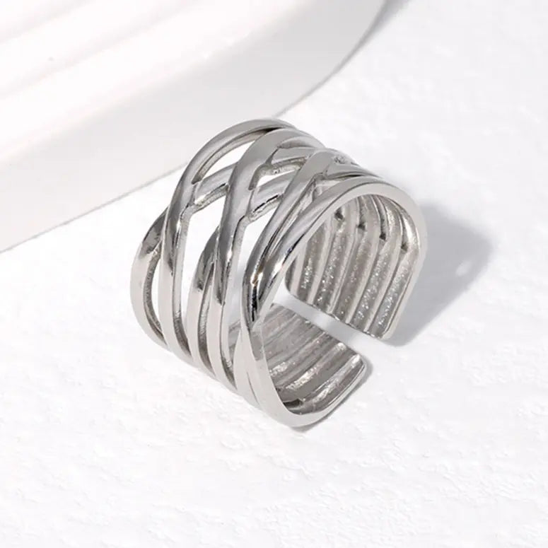Silver steel ring - R164