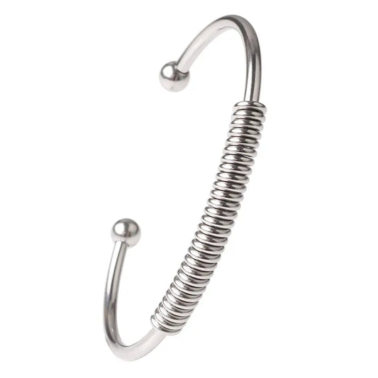 Βραχιόλι χειροπέδα ατσάλινη ασημί - BR217