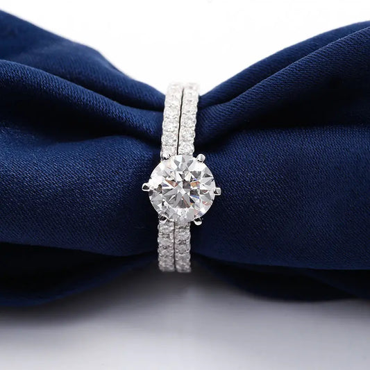 Anneau en laiton en argent avec cristaux-R043