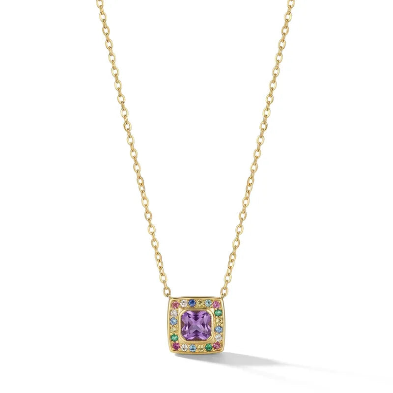 Collier acier doré avec zircon - NE699