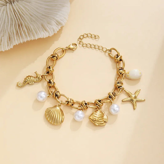 Βραχιόλι ατσάλι με καλοκαιρινά charms- BR425