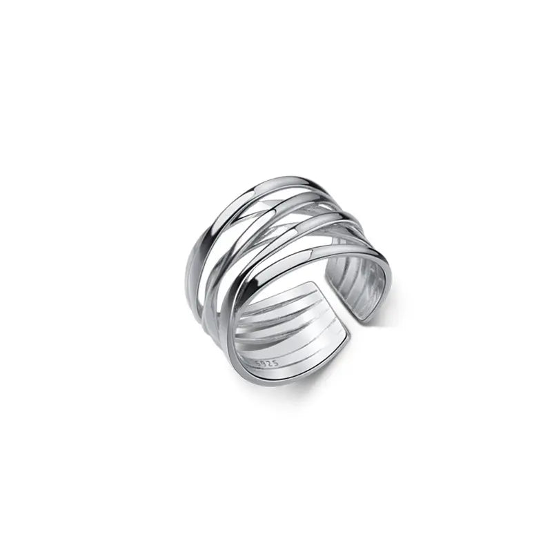 Silver steel ring - R164