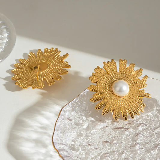 Brincos de latão com pérola - w105