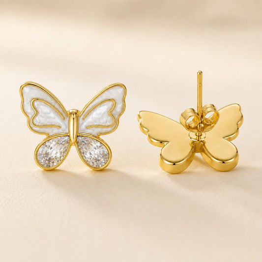 Pendientes estrella de mar de acero con piedras azules- EA681