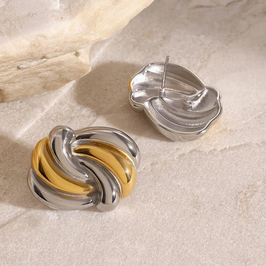 Brincos de aço ouro prata - w022