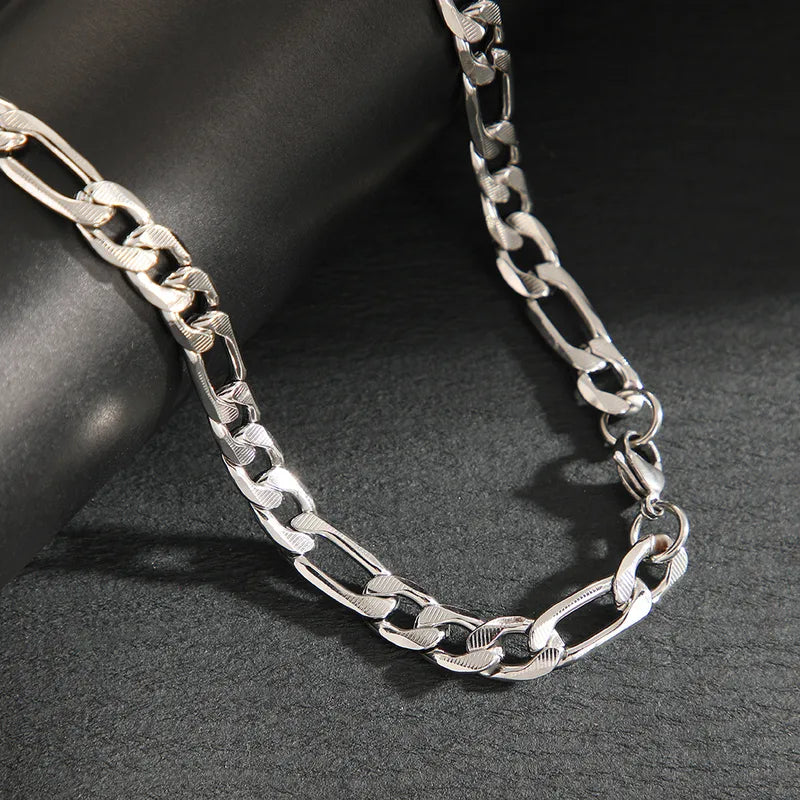 Κολιέ ατσάλι φαρδιά αλυσίδα-NE435