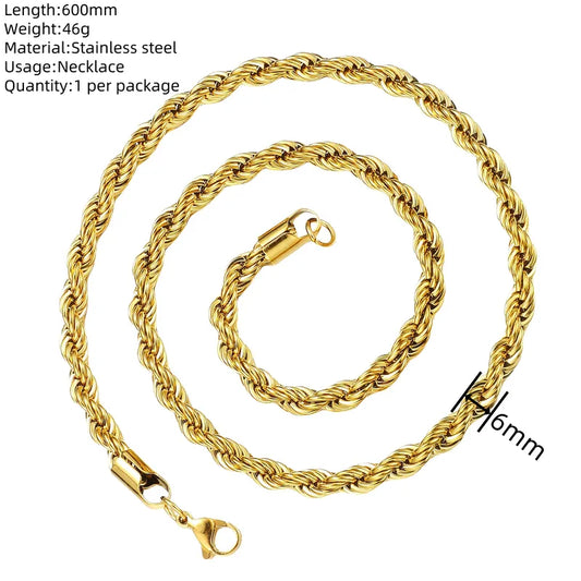 Κολιέ ατσάλι χρυσή χοντρή αλυσίδα-NE513