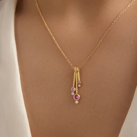Collier en acier doré avec faux zircons - NE773