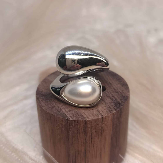 Ring steel with pearl-r146