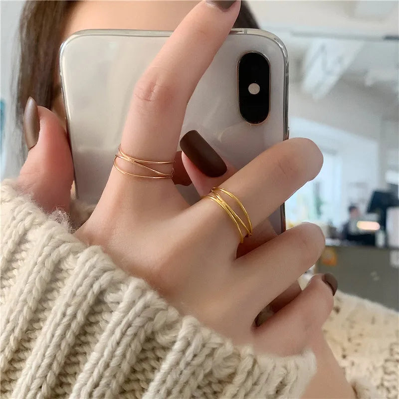 Ring Gilded Steel Infinity-R138 grid