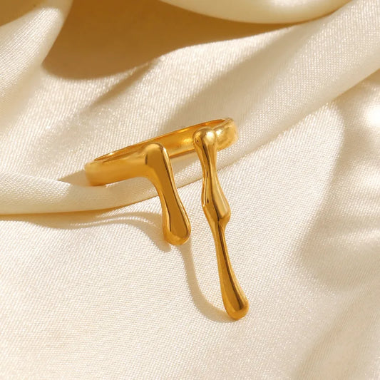 *Δαχτυλίδι επιχρυσωμένο ατσάλι λιωμένο εφέ-R054