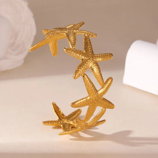 Βραχιόλι επιχρυσωμένο ατσάλι με αστερίες - BR434