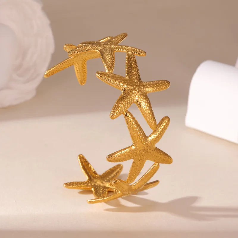 Βραχιόλι επιχρυσωμένο ατσάλι με αστερίες - BR434