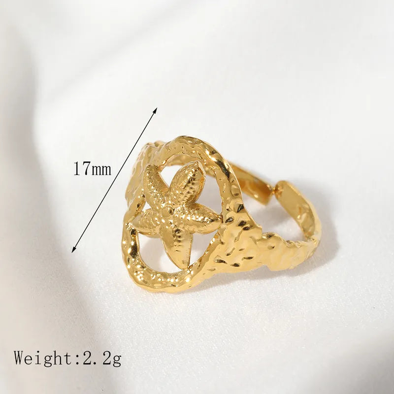 Δαχτυλίδι επιχρυσωμένο ατσάλι με αστερία - R370