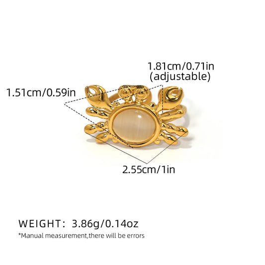 Δαχτυλίδι επιχρυσωμένο ατσάλι καβούρι με πέτρα-R225