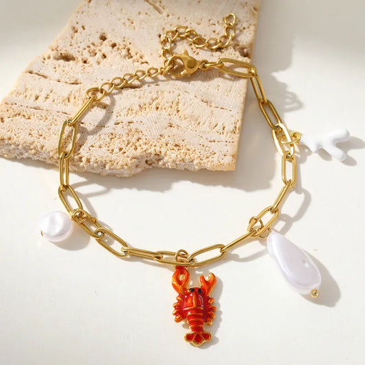 Βραχιόλι επιχρυσωμένο ατσάλι με αστακό - BR454