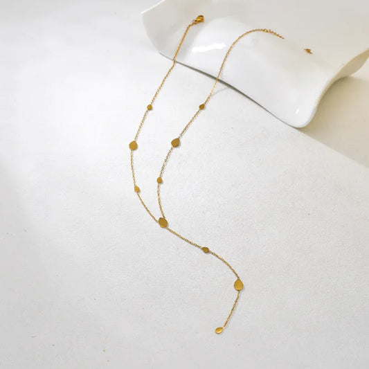 Colier lacrimă din oțel placat cu aur-NE509