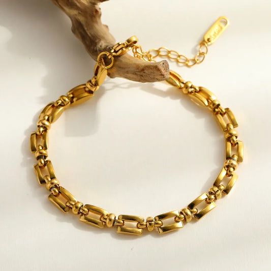 Βραχιόλι επιχρυσωμένο ατσάλι αλυσίδα τετράγωνη-BR008