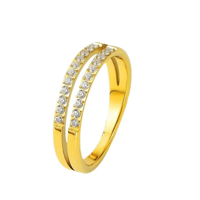 Goldring aus Stahl mit ovalem Zirkon – R152