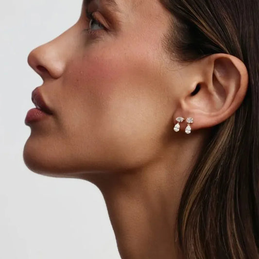 Σκουλαρίκια επιχρυσωμένο ατσάλι με zircon-EA346