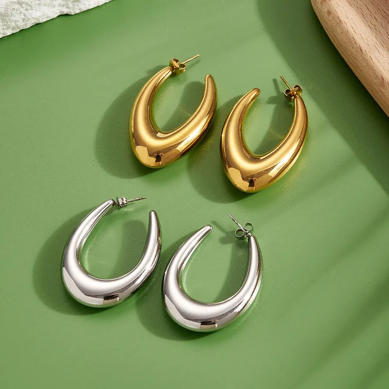 *Σκουλαρίκια χρυσό ατσάλι οβάλ κρίκος-EA389