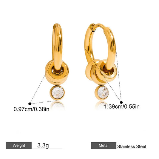 Σκουλαρίκια επιχρυσωμένο ατσάλι με zircon-EA635