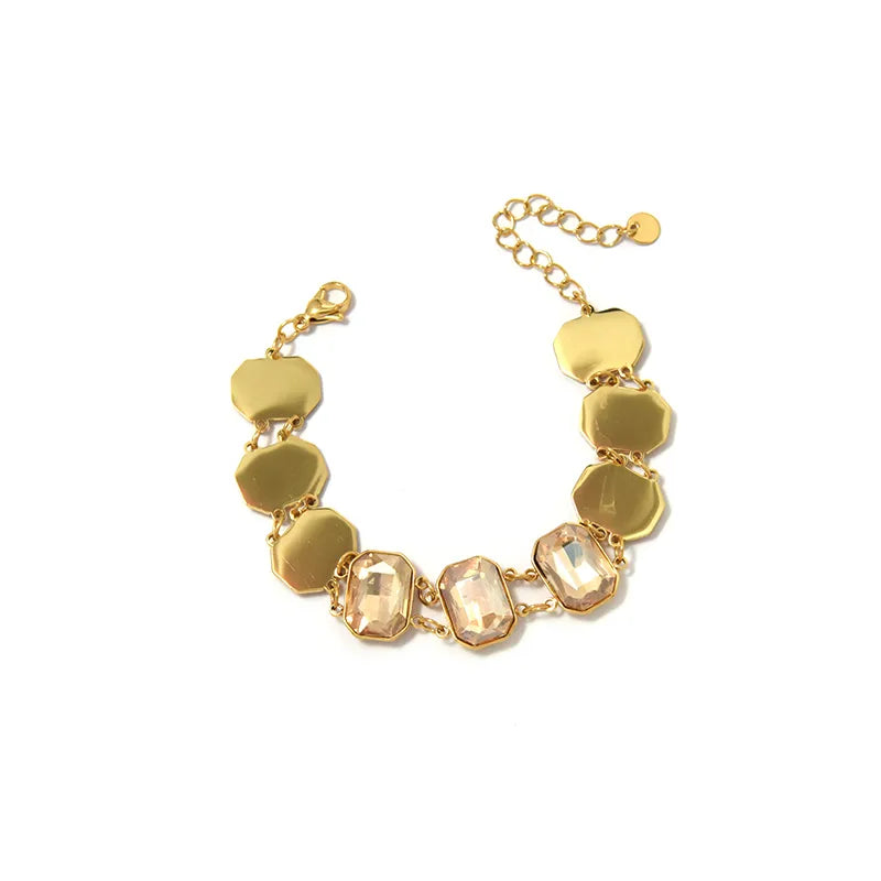 Βραχιόλι επιχρυσωμένο ατσάλι με μεγάλα zircon-BR287