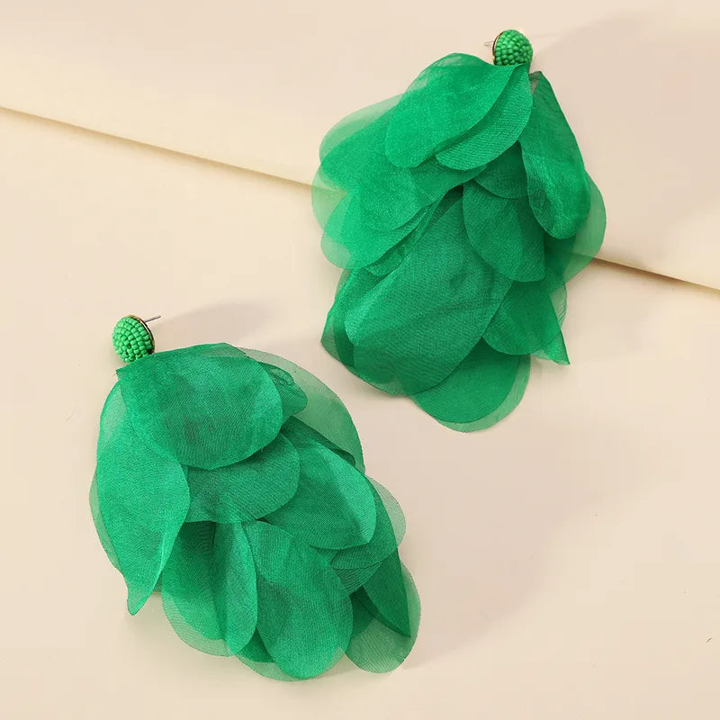 Green tulle earrings - w390