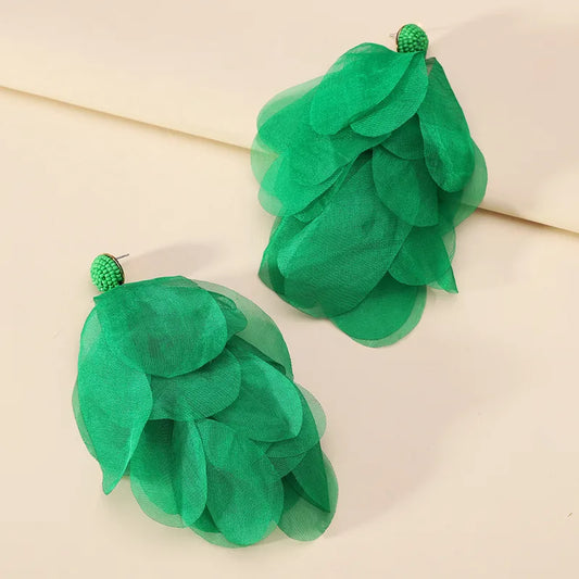 Green tulle earrings - w390
