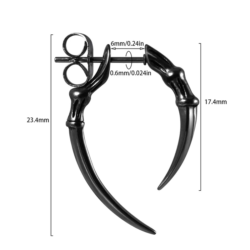 Σκουλαρίκια μαύρο ατσάλι οστά-EA683