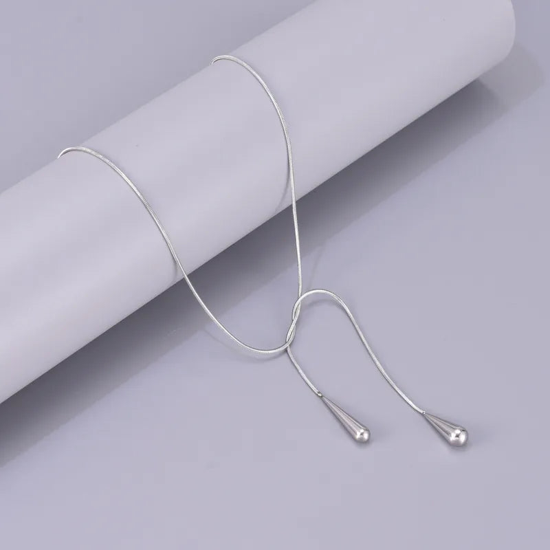 Colier cu lanț lung din argint-NE021