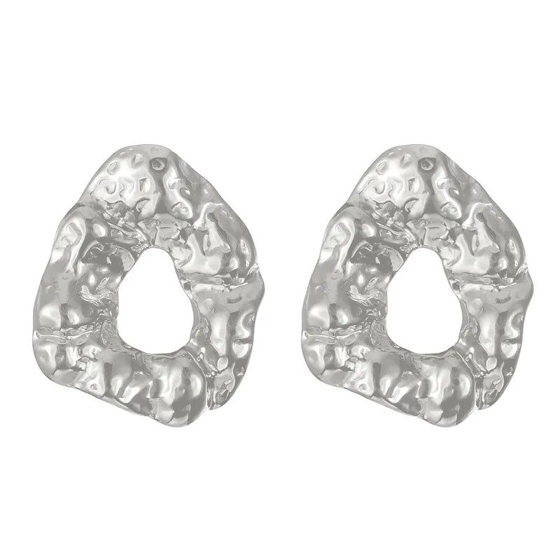 Silver steel earrings - w422