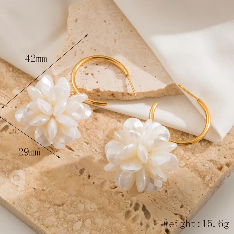 Σκουλαρίκια επιχρυσωμένο ατσάλι ακρυλικά λουλούδια- EA783