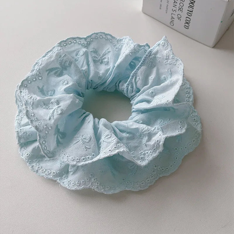 Scrunchie rubber band with blue lace - HA005
