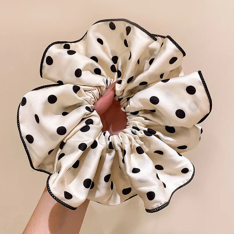 Λαστιχάκι scrunchie λευκό πουά - HA074